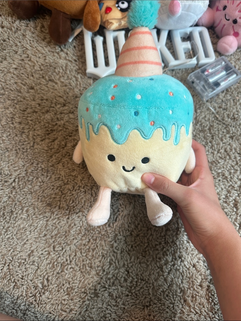 Cute Blue-Topped Plush Dessert Toy